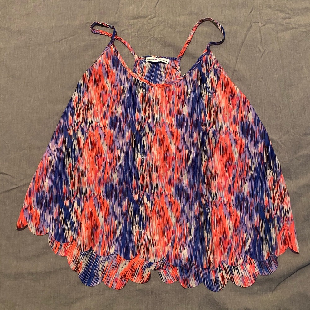 Dainty Hooligan Scalloped Open Back Tank Top